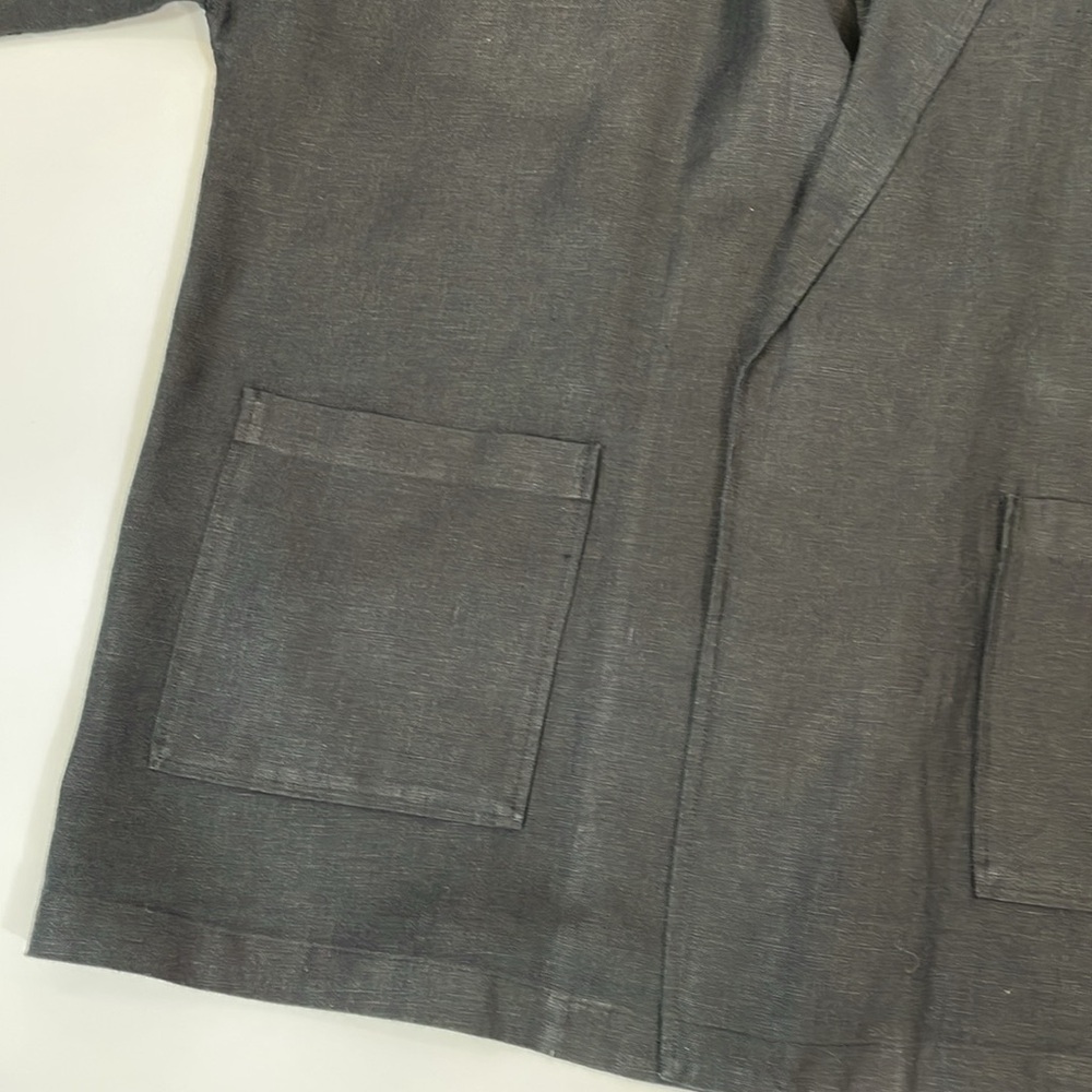 Eileen Fisher Blazer Coat Size S 100% Linen Black Open Front EUC - Picture 8 of 11